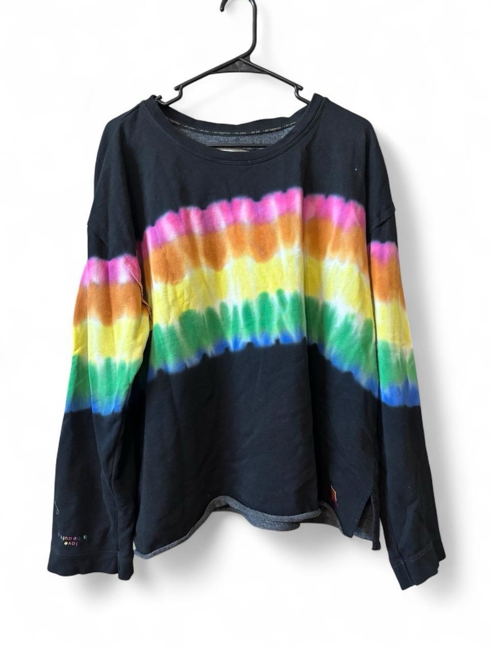 Black Tie-Dye Stripe Long Sleeve Top